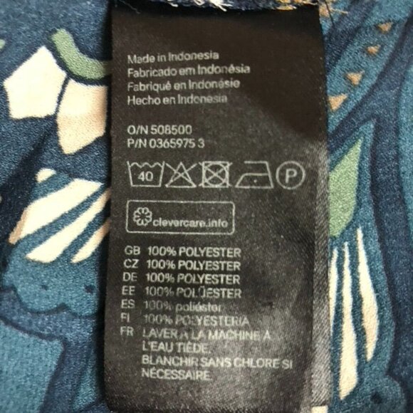 H&M Floral Print Long Sleeve V-Neck Blouse Size 4 Button Front Brown Blue Office - Picture 9 of 14